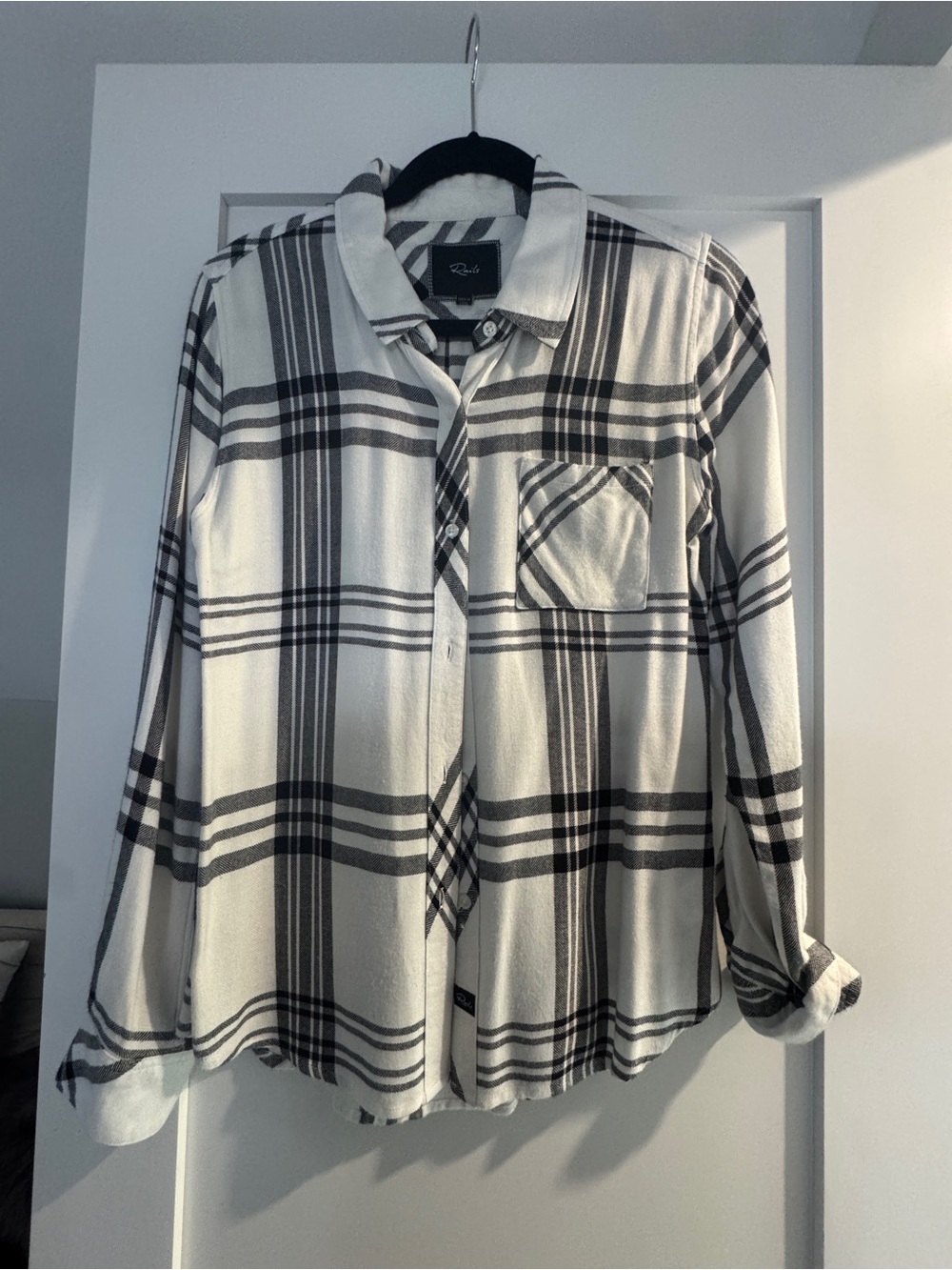 Rails Black and White Plaid Shirt with Collar